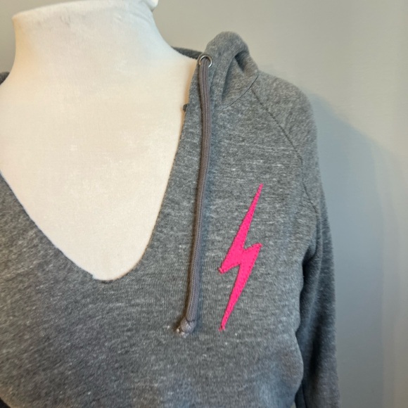 Aviator Nation Bolt Stitch Chevron 5 Hoodie in Heather & Neon Rainbow - XS - Picture 5 of 8